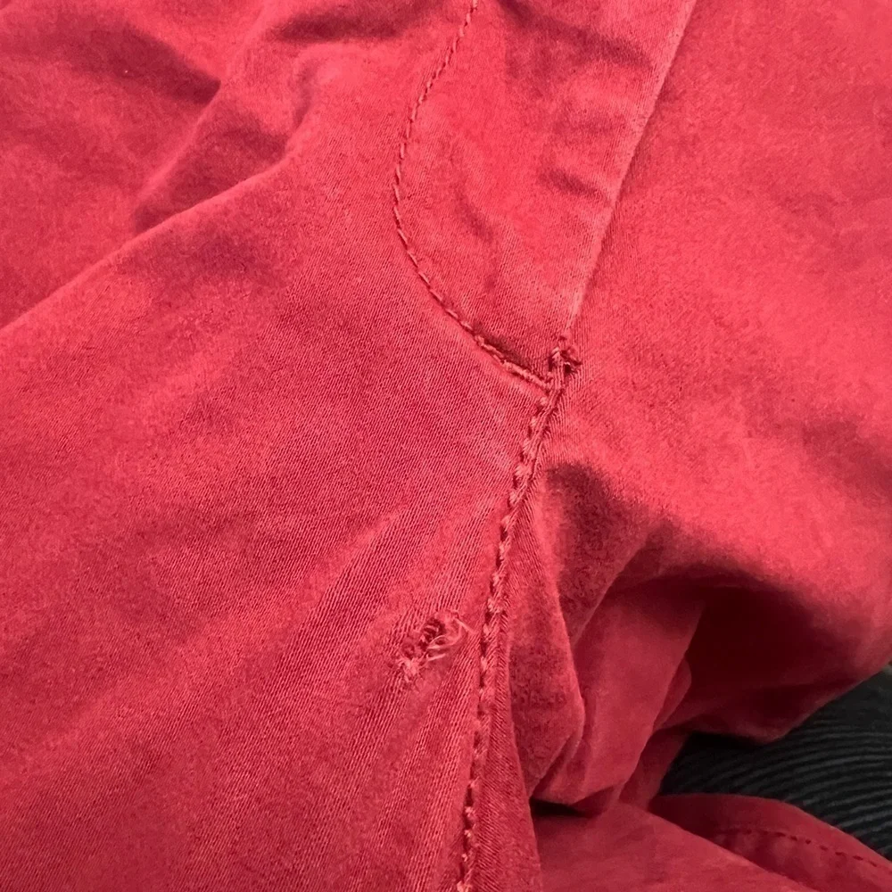 Loft Women's Sz 8 Chino Pant Burgundy Red Moto Zippers Slim Ankle Stretch Cotton